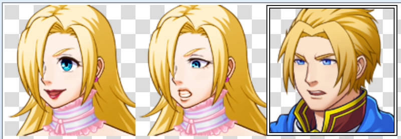 From left to right: one of my characters with a neutral face expression, that same character with an angry face expression, and then the default male character you get when you open up the character generator.
